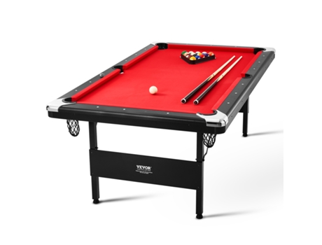 VEVOR 7ft Billiards Table Portable Pool Table Red Cloth for Family Game Room