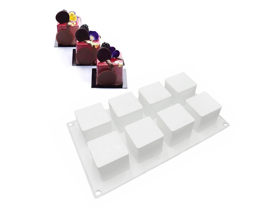 Bandeja De Silicona Para Hornear De 8 Compartimentos, Antiadherente, Para Pasteles, Pan, Mousse, Chocolate, Apta Para Uso Alimentario (fda), 295 X 170 X 50 Mm.