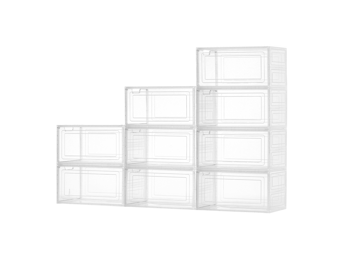 9 cajas organizadoras de zapatos magnéticas Succebuy, tamaño 13 (EE. UU.), blancas y transparentes