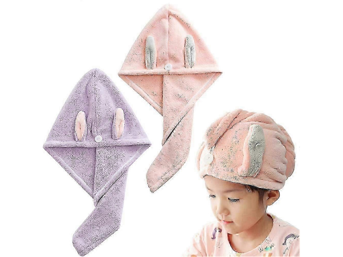 Toalla de secado rápido para el cabello Rosewell para niños, paquete de 2, súper absorbente