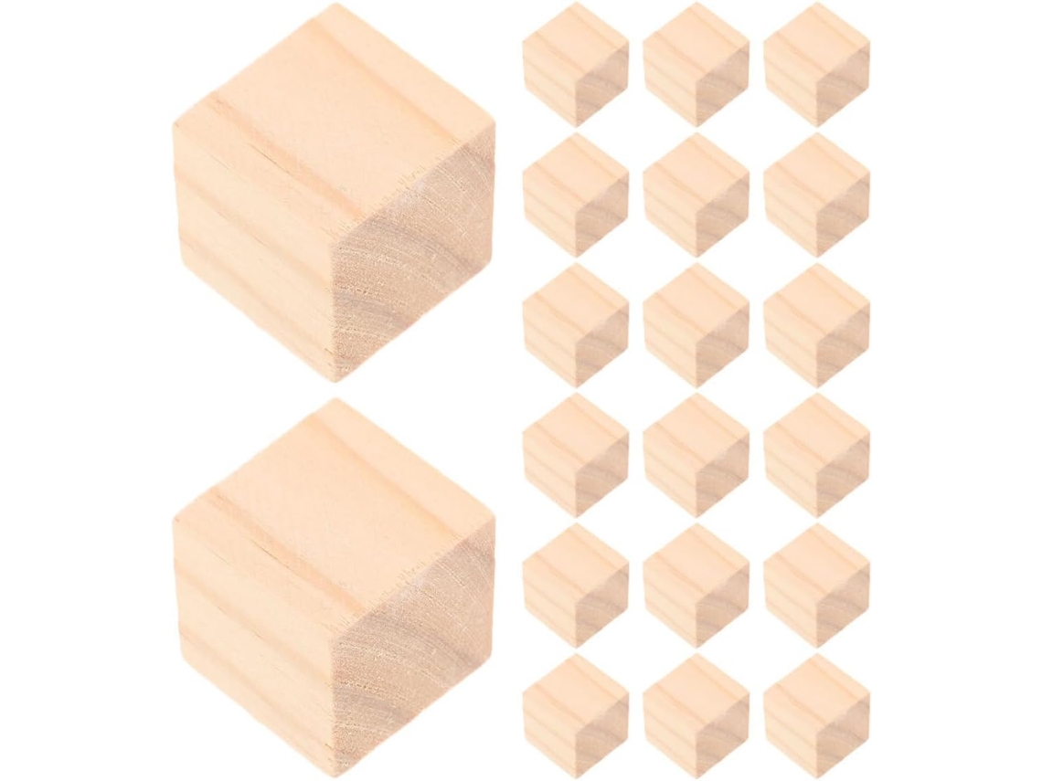 20 Piezas De Bloques Cuadrados Naturales, Cubos, Juegos Educativos De Manualidades (no Requieren Bricolaje)