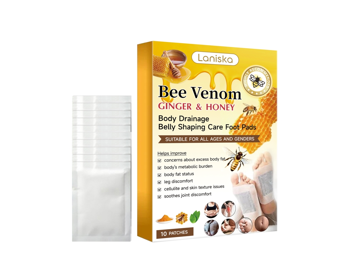 Parche desintoxicante para pies con veneno de abeja y jengibre.