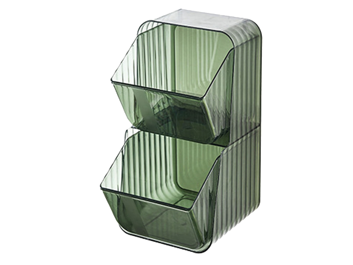Bolsa Organizadora De Plástico Verde Transparente De Dos Capas Para Guardar Alimentos, Aperitivos, Té, Café Y Cosméticos.