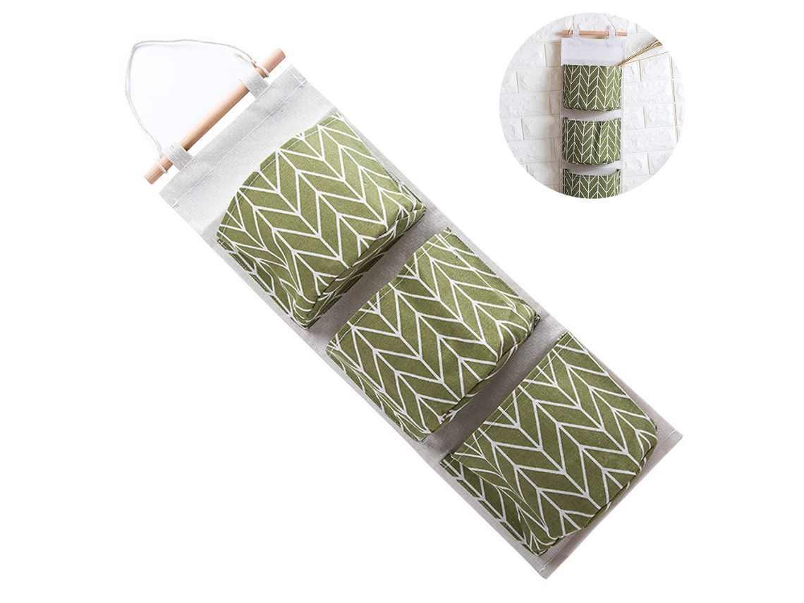 VYLARA Bolsa De Armazenamento Com 3 Bolsos, Suspensa Na Porta, Organizador De Armário Em Algodão Impermeável Para Quarto, Casa De Banho E Cozinha