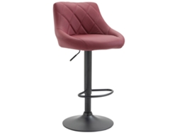 Taburete de bar giratorio sintético burdeos con reposapiés de metal negro y costuras decorativas Tdb10580 Dcoshop26