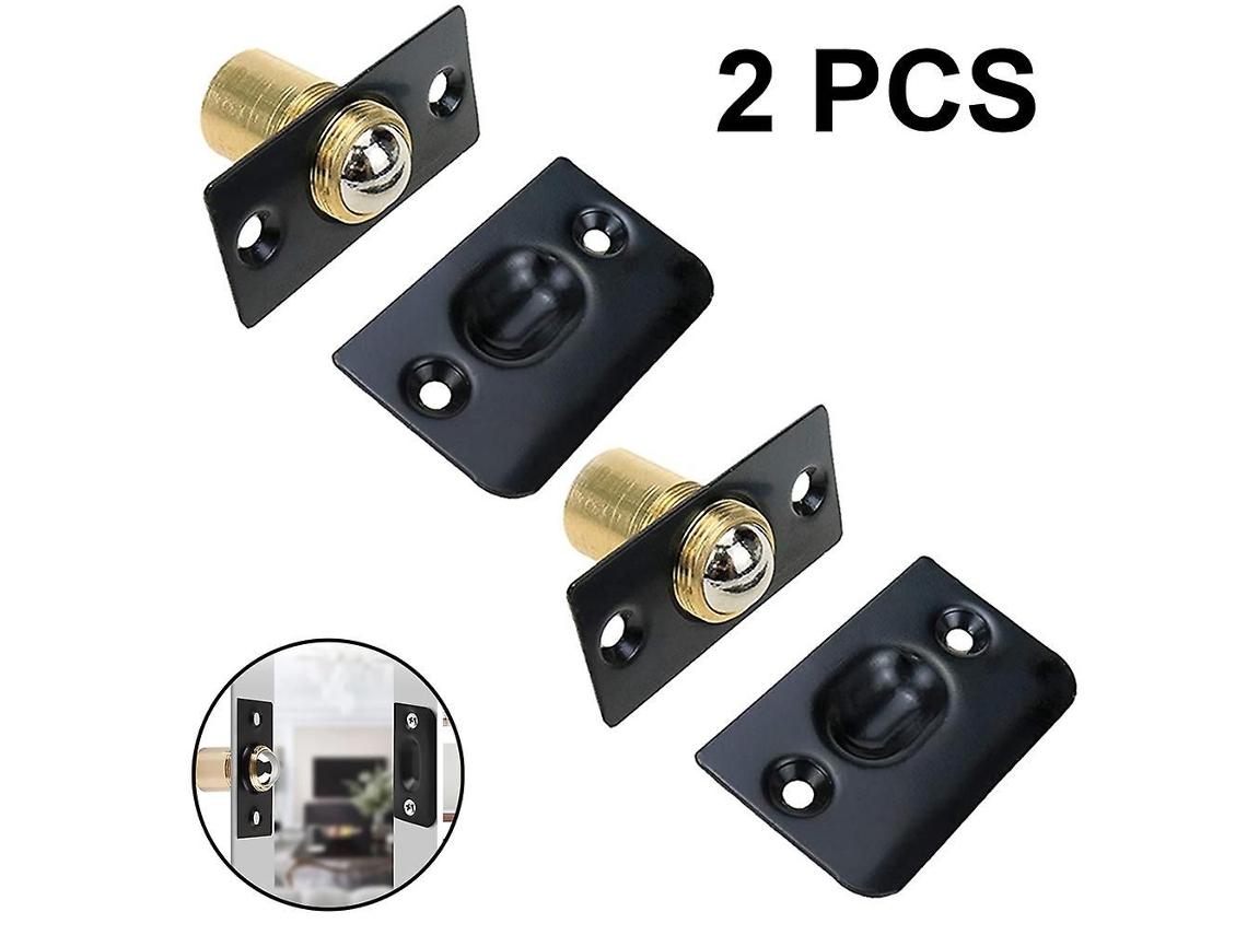 Pack 2 cierres bola negros ajustables acero inoxidable. Para puerta armario o balcón.
