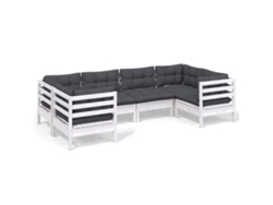 Maison Exclusive - Muebles De Jardín 6 Pzas Con Cojines Blanco Madera De Pino