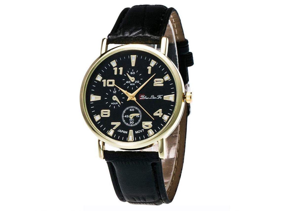 Reloj De Pulsera Casual De Cuarzo Con Correa De Piel Pu Redondo Retro Zhoulianfa Negro