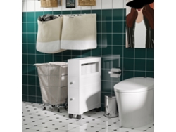 Mueble de baño para espacios pequeños, 4 ruedas, estante abierto, cajones, 16x52x71,5 cm, blanco