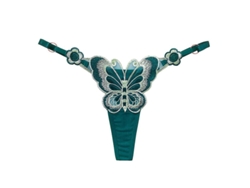 Fasst-tanga G-string Para Mujer Con Anillo De Metal Y Bordado De Mariposas Ajustable Sexy Interior De Nylon