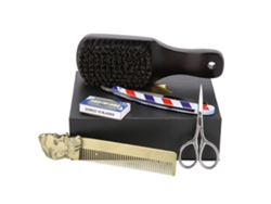 Kit Cuidados para Barba 2026 5 Peças: Escova, Pente, Tesoura, Porta Laminas e Laminas