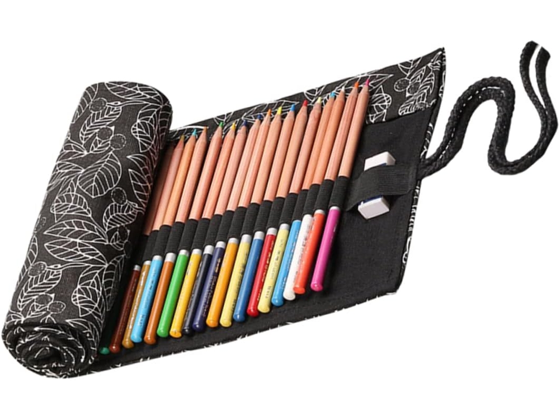 Estuche enrollable para lápices con separadores, organizador portátil de lápices de lona, bolsa de almacenamiento.