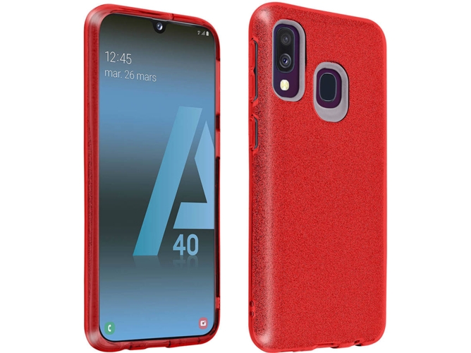 Carcasa Samsung Galaxy A40 AVIZAR Purpurina Rojo