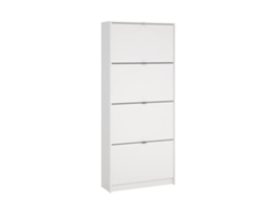 Zapatero Wellhome Adaja con 4 compartimentos para 24 pares de zapatos, 70x24x162cm, color blanco.