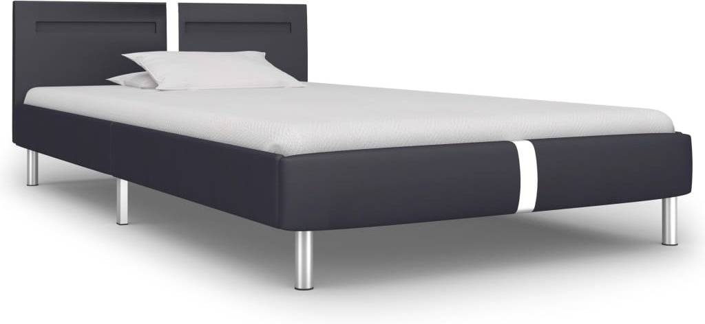 Vidaxl Estructura Cama con led cuero tapizada somier diseño discreto elegante robusta y duradera buen as de negro 90x200 cm artificial compatible