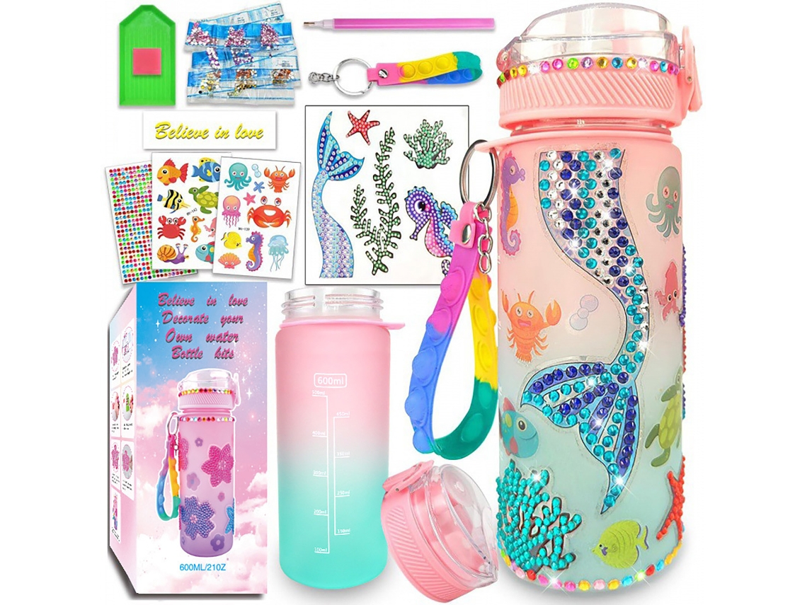 Taza De Agua Con Pintura De Diamantes De Sirena, Herramientas Creativas Hechas A Mano Para Niños Siurn