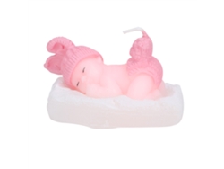 Vela de cumpleaños rosa para bebé, sin humo, con corona.