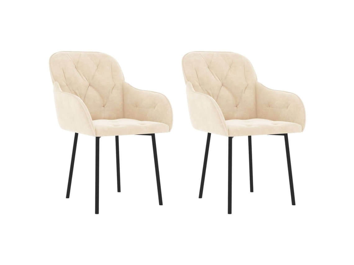 Conjunto 2 Silla de comedor VIDAXL Crema Terciopelo (57x61x80 cm )