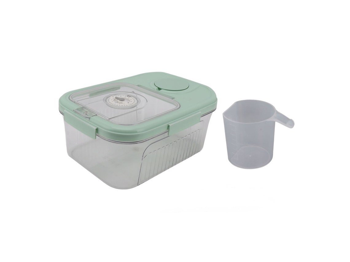 Contenedor De Arroz Airtight Dispensador De Alimentos Secos Cocina Bote De Almacenamiento 5kg Verde