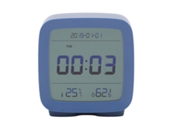 Rebe - Pequeno relógio digital inteligente com bateria, visor de temperatura e umidade, fácil configuração com aplicativo.