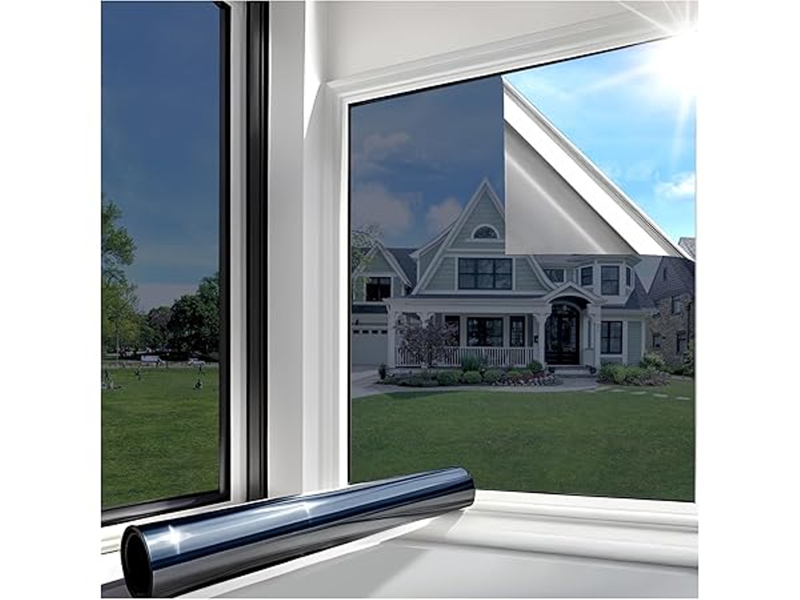 Lámina para ventanas con efecto espejo, 44,5 x 200 cm, autoadhesiva, opaca, con efecto espejo en una cara, con protección solar y privacidad, multicolor STELASPLEN