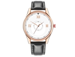 Reloj De Pulsera De Cuarzo Con Correa De Poliuretano, Para Hombre Y Mujer, Esfera Redonda, Diseño De Hojas Rosas.