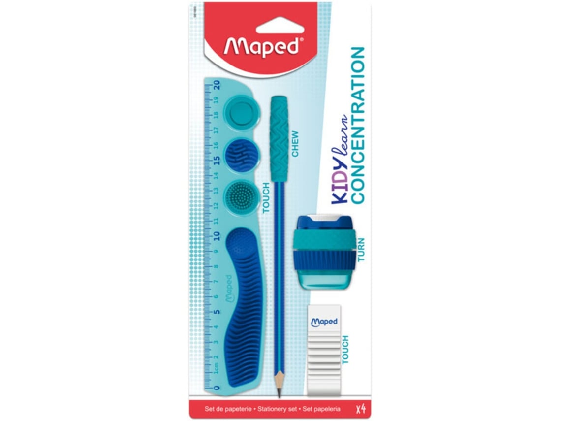 Juego de accesorios de escritura de 5 piezas Kidylearn Concentration, color azul