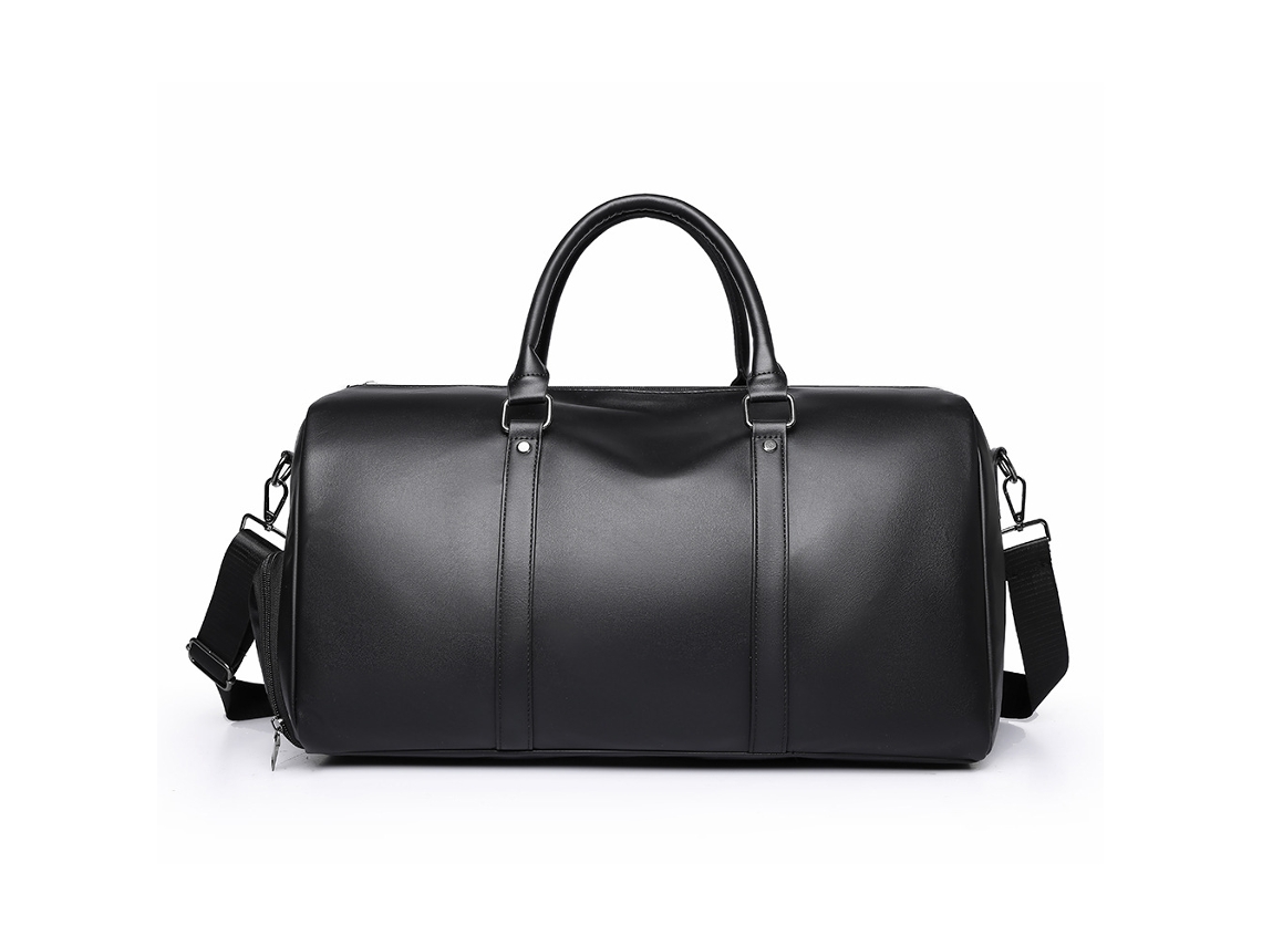 (Negro) Bolso de viaje para hombre de gran capacidad con compartimentos para artículos secos y mojados, resistente al agua, estilo bolso tote.
