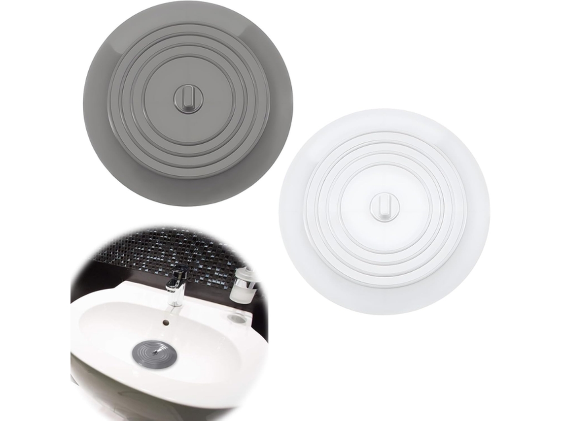 Juego de 2 tapones universales de silicona para filtro de drenaje, blanco/gris, Tommy01
