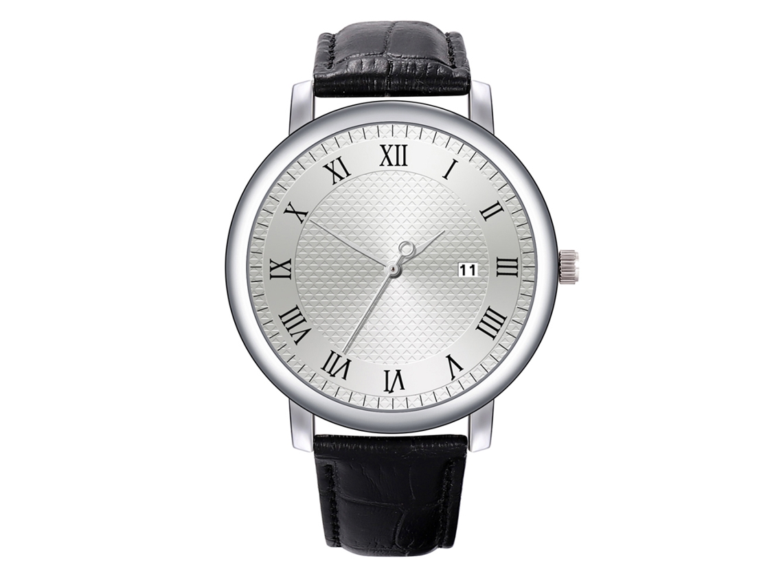Reloj De Pulsera De Moda Para Hombre En Piel Sintética Blanca Y Negra - Regalo