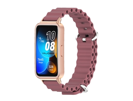 Correa de reloj inteligente para Huawei Band 8 Mijobs Correa de reloj transpirable de silicona marina (rojo vino + oro rosa)