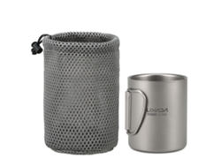 Taza De Titanio De Doble Pared De 220 Ml Con Asa Plegable Para Agua, Café, Té, Camping Y Actividades Al Aire Libre.