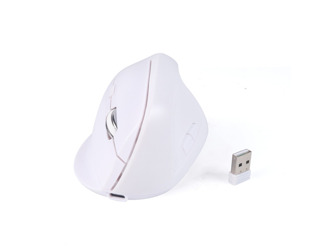 Ratón inalámbrico ergonómico Yizhood 2.4g Bluetooth modo dual recargable blanco