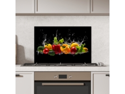 Panel Antisalpicaduras Cocina Pimiento Dulce - Agua - Vegetal - Negro 60x40 Cm