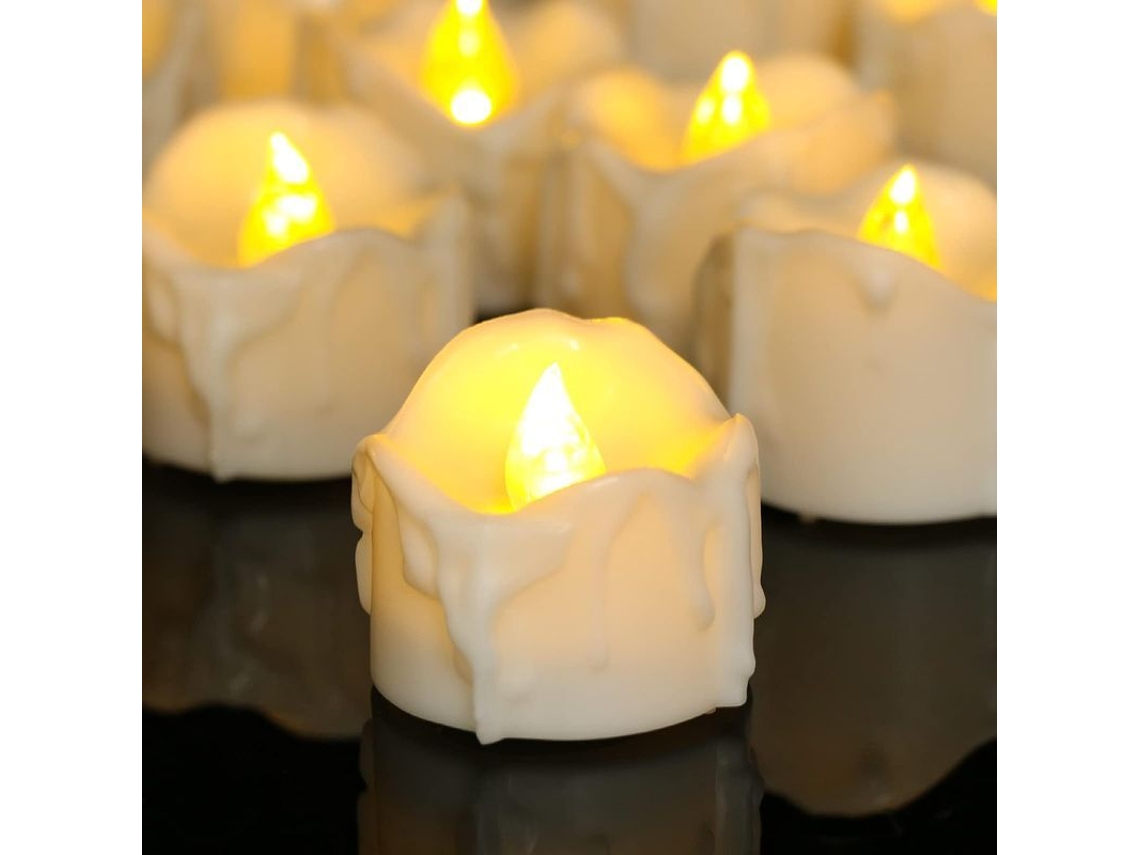 12 Velas Led Sin Llama Con Temporizador, Funcionan Con Pilas, Luz Blanca Cálida, Lámpara Eléctrica Para Decoración Del Hogar, Bodas Y Halloween.