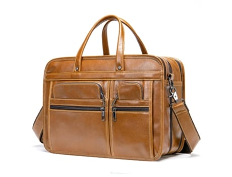 Maletín de cuero genuino vintage Bolso grande Bolso de hombro Bolso para computadora portátil Bolso de negocios para hombres-marrón