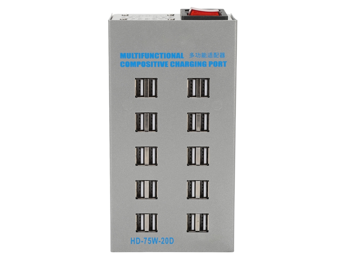 Concentrador Usb Con Fuente De Alimentación, Acero Inoxidable, Multifuncional, 20 Puertos, Divisor, Carga Inteligente, Adaptador De Corriente.