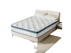 Colchón con soporte ortopédico de 7 zonas, funda transpirable que absorbe la humedad, blanco y azul, 90x200x25cm, blanco
