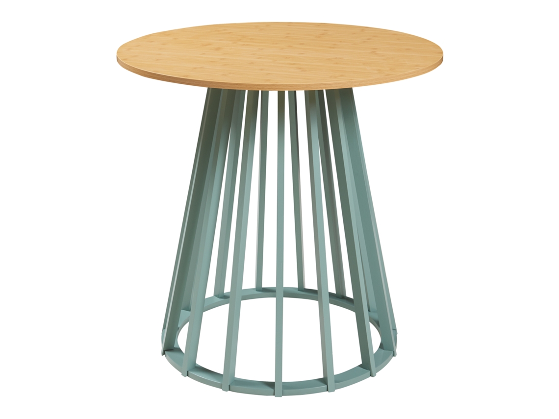 Mesa de comedor Lensuu 76x Ø80 cm Verde pastel/Roble [EN.CASA]