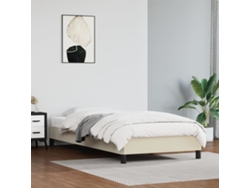 Estructura De Cama Sin Colchón Cuero Sintético Crema 90x190 Cm