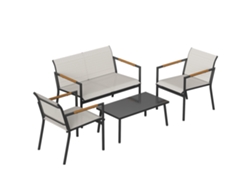 Conjunto De Muebles Jardín, Grupo Asientos Para 4 Personas, Transpirable-sofá 2 Plazas, 2 Sillones, Mesa Metal - Protectores Para Las Patas.