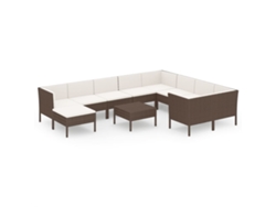 Conjunto 11 muebles de jardín VIDAXL y cojines ratán sintético marrón