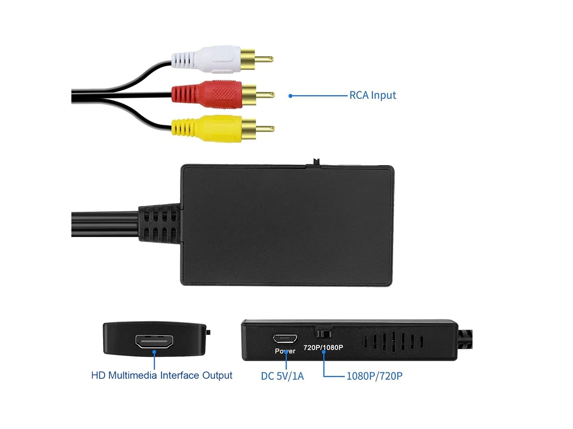 Adaptador Av Macho De Interfaz Multimedia Rca A Hd Para Ps2 1080p Plug And Play