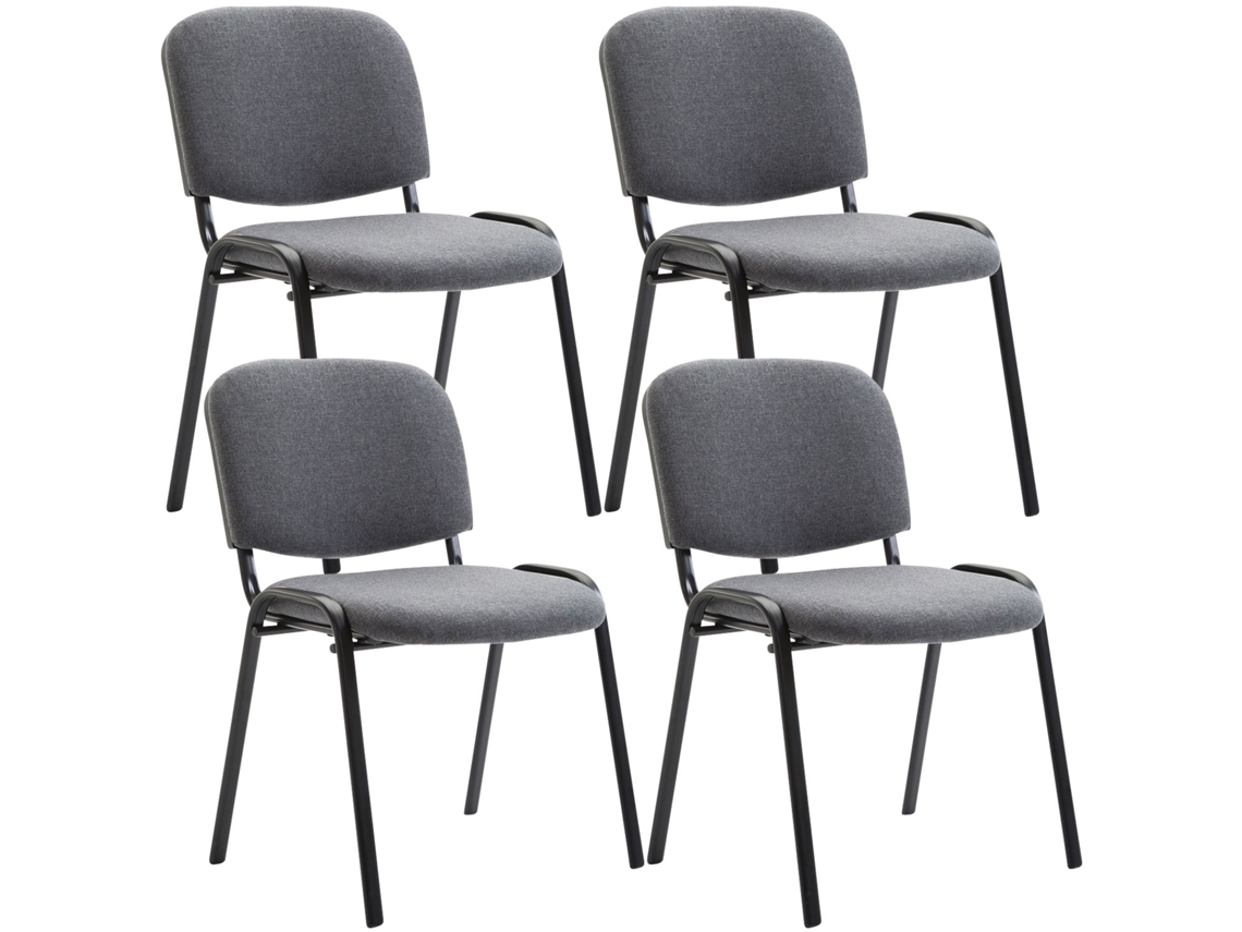 Juego de 4 sillas de invitados Ken de tela gris CLP