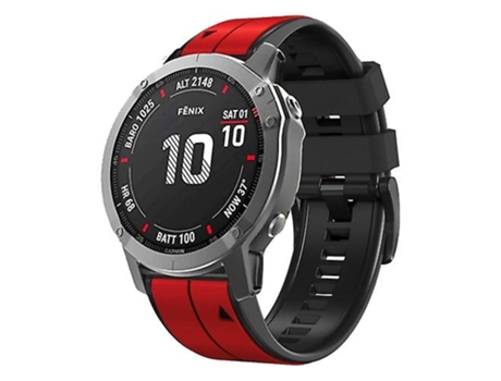 Correa para reloj deportivo Garmin Fenix 5, silicona de 22mm, bicolor, rojo-negro VENISYMLIS