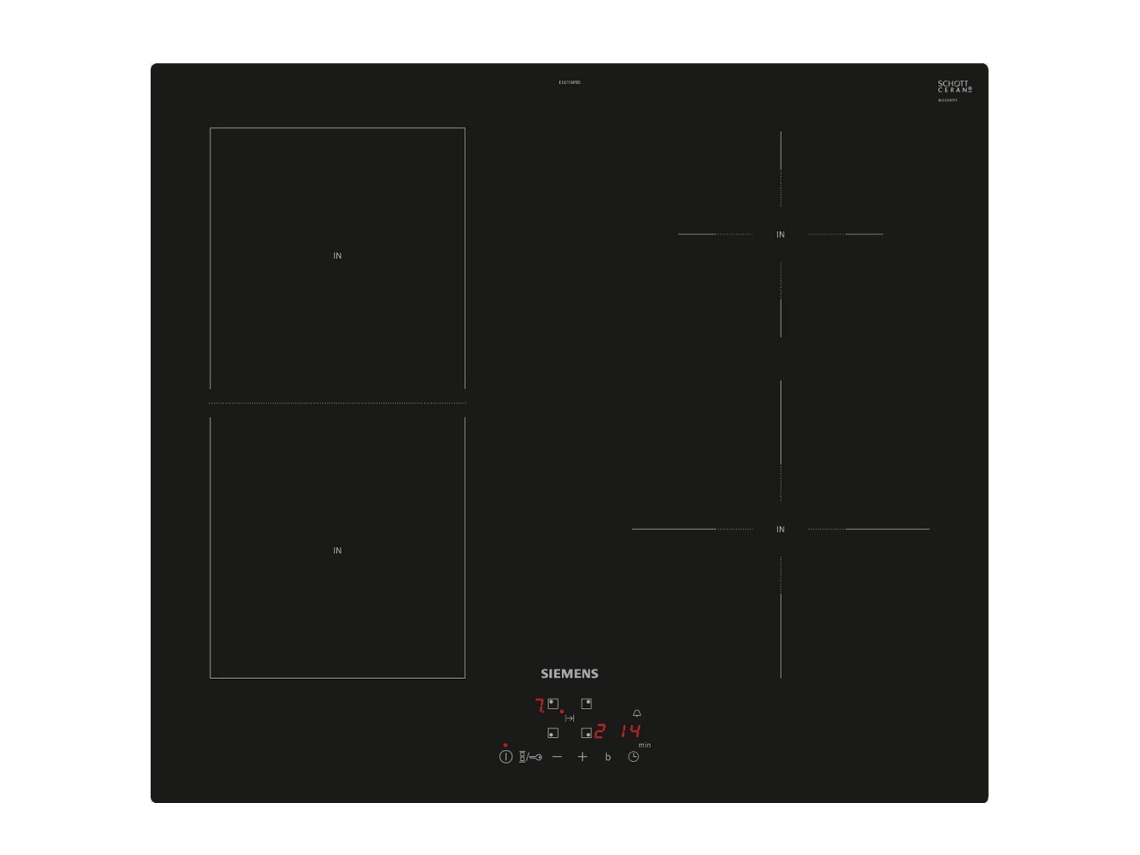 Placa De Inducción 60Cm 4 Fuegos 4600W Negra Ee611Bpb5E SIEMENS