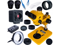 Microscopio trinocular de 7–50 aumentos y 102 mm con cámara USB de 5 MP – Inspección electrónica | Lente Barlow de 0,5 aumentos | Iluminador LED