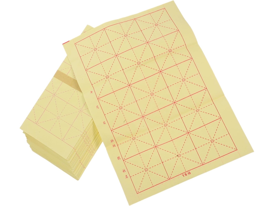 Papel Xuan Para Caligrafía China Para Principiantes, Hojas De Papel De Arroz Amarillo Con 15 Cuadrados.