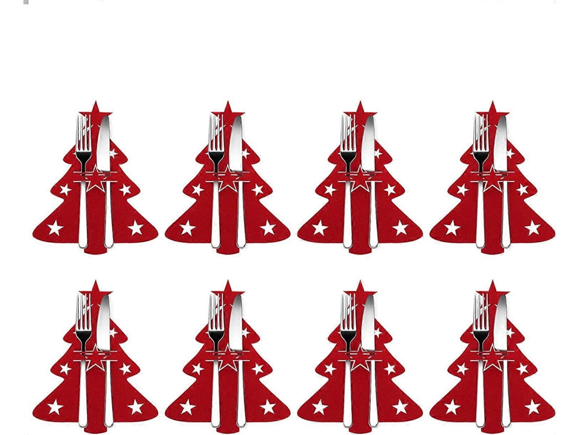 Juego de 8 portacubiertos con forma de árbol de Navidad Nostalgia88