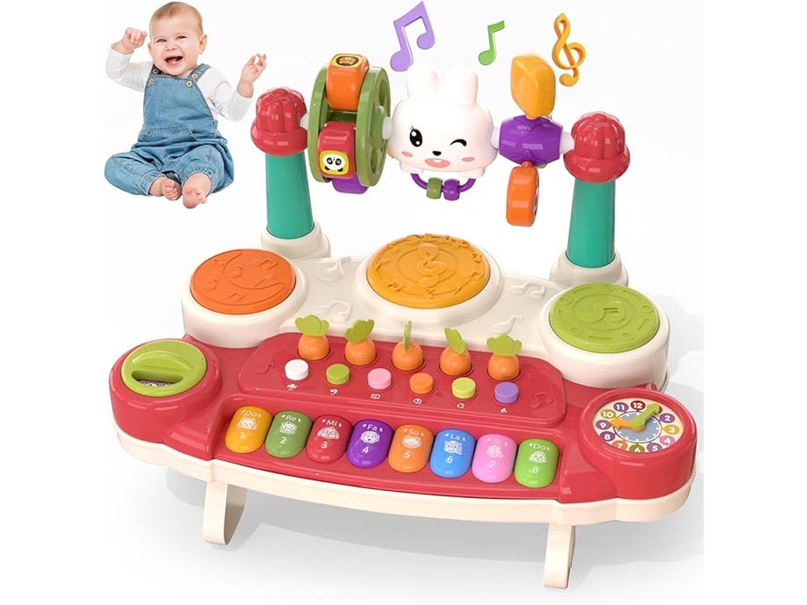 Juguete Musical Para Bebés: Teclado De Piano Interactivo Y Batería, Apto Para Niños Pequeños De 3 A 5 Años, Color Rosa. Panoona